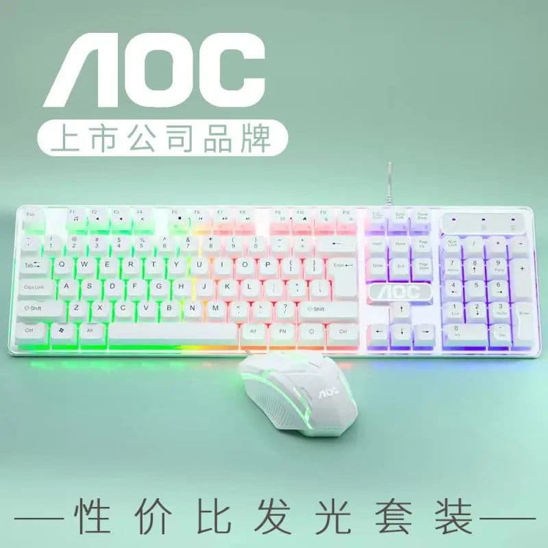 AOC KM100 Mechanical Feel Wired Keyboard and Mouse Set for Desktop, Laptop, RGB Gaming Keyboard
