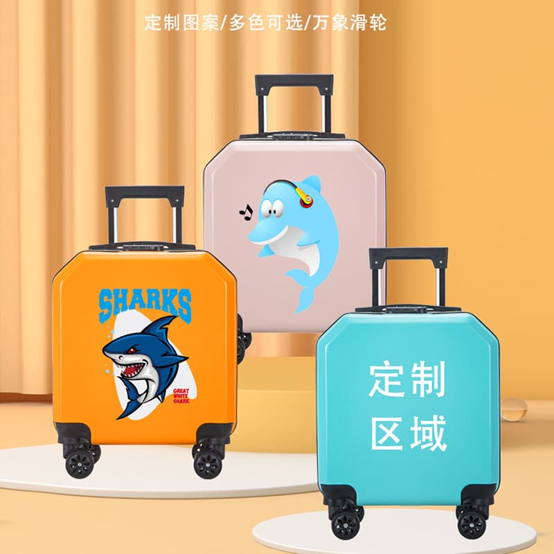 Customizable 18-inch Kids Luggage, Kindergarten Small Spinner Carry-On Suitcase, Cartoon Design, Logo Printing Available