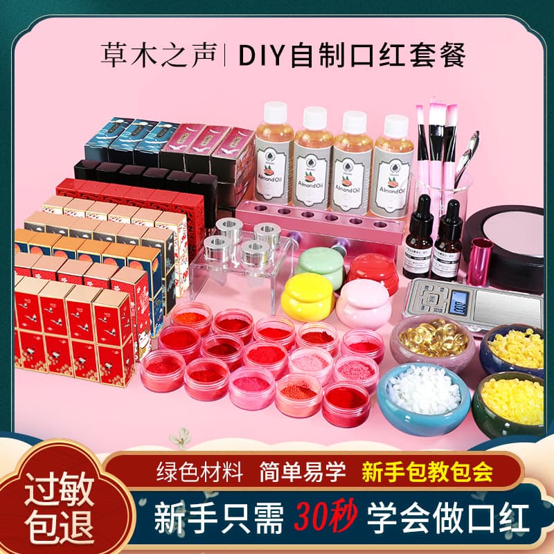 Handmade DIY Lipstick Material Kit Set for Beginners Lip Balm Mold Raw Materials Tools Pigment Powder