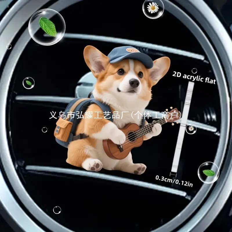 Cross-Border Hot Selling Acrylic 2D Flat Animal Pattern Car Air Vent Decoration Clip Hongyao Other
