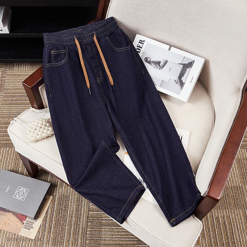 Plus-Size Elastic Slimming Dad Jeans, Extra Large Size 125kg Super Large Size Cropped Jeans N4022