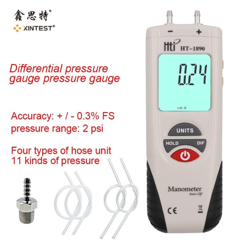 HT1890 Handheld Differential Pressure Gauge - Automotive Repair, Pipeline Pressure Difference Meter, Cross-border Trade Model (Dongguan)