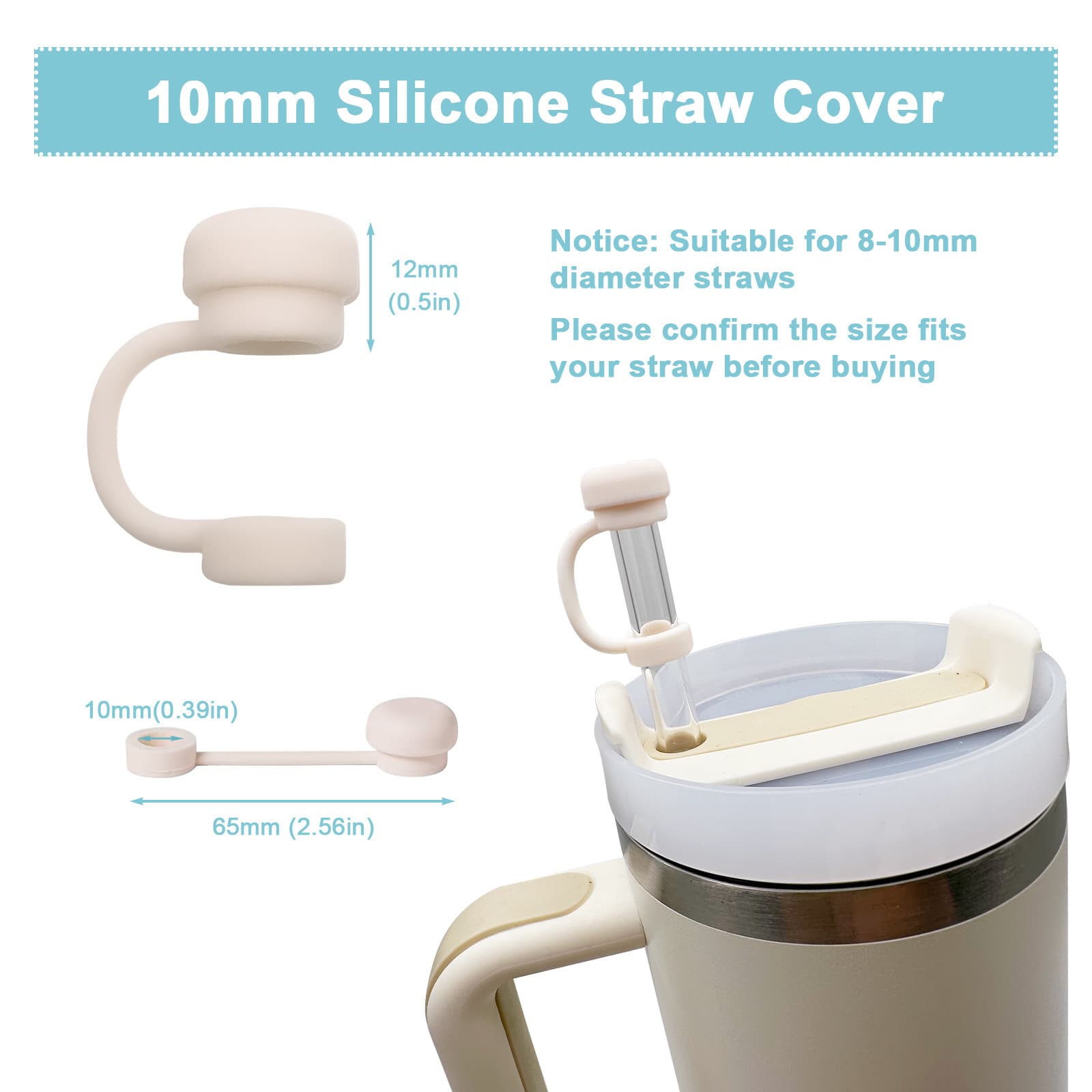 Amazon Pen Holder Straw Cap Silicone Straw Cover Solid Color Food-Grade Silicone Stanley Cup Dust Cap