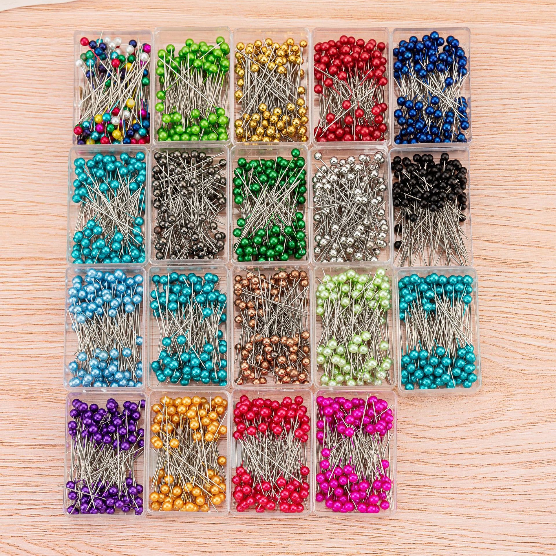 Colorful 40mm Stainless Steel Pearl Head Pins for Garment Draping and Positioning, 100 Pins per Box