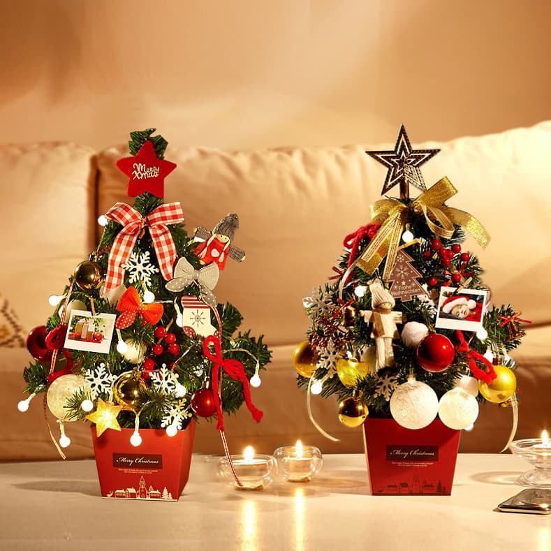 Hot-selling Christmas Decoration Mini Desktop Christmas Tree with Lights, Home Christmas Tree Set