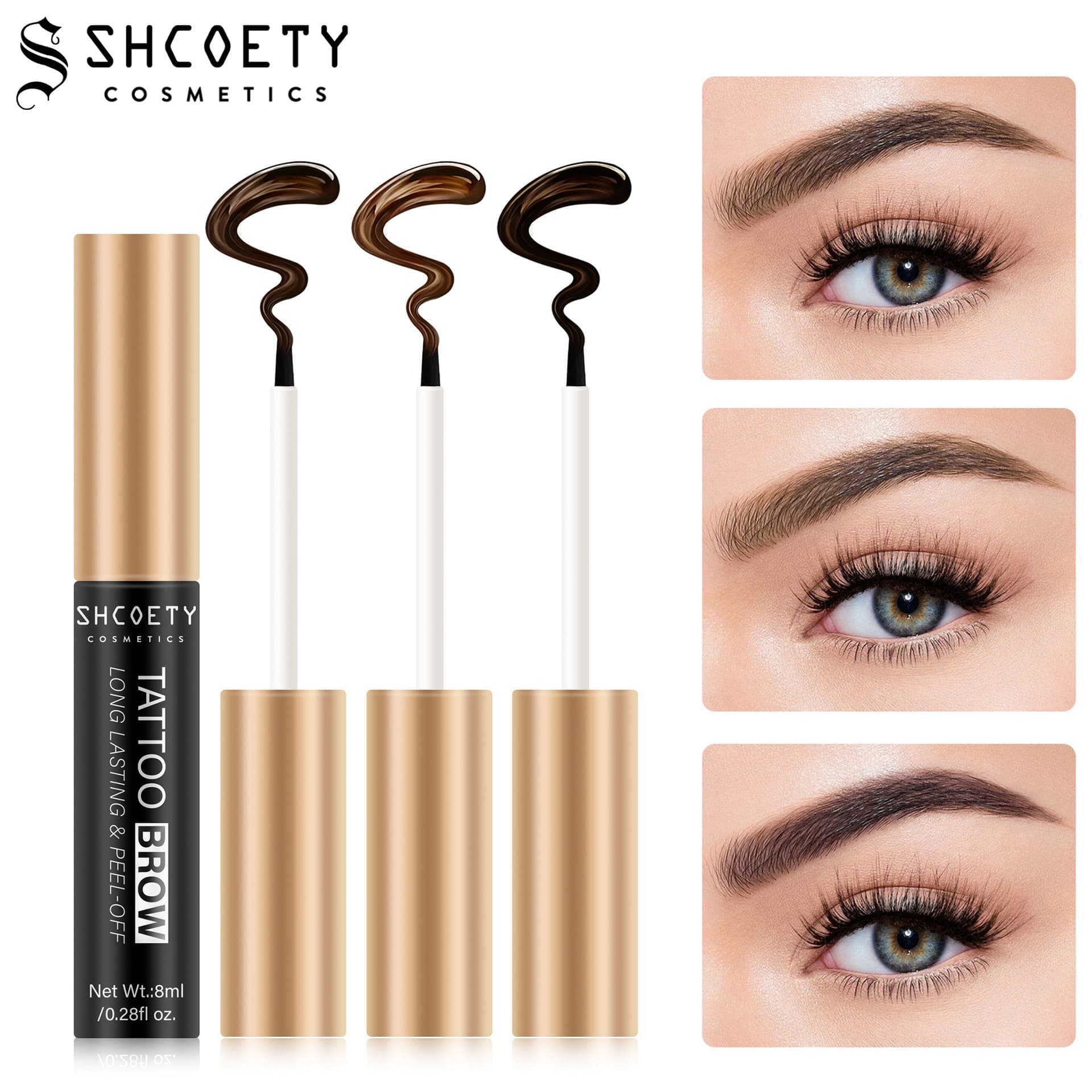 SHCOETY Cross-border Tear Eyebrow Glue Lasting No Smudge Dyeing Waterproof Sweat Easily Colored Tri-color Eyebrow Dye Cream Makeup