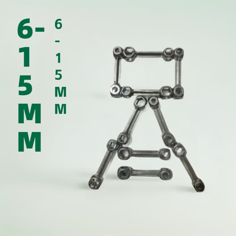 Bone wrench, dumbbell wrench, multi-purpose wrench for versatile disassembly.