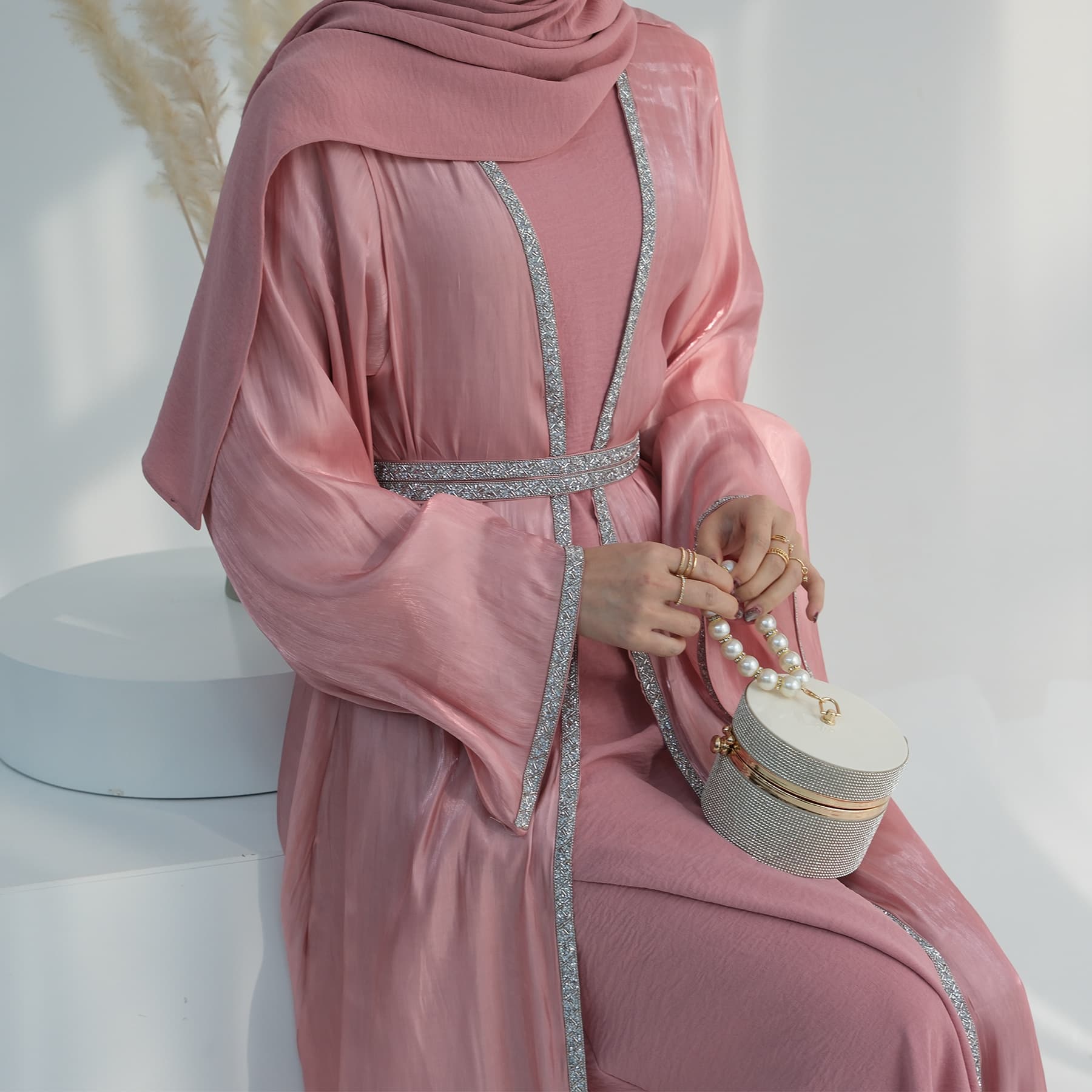 Daily Solid Color Trimmed Long Robe Cardigan LR699 (Cardigan Only)