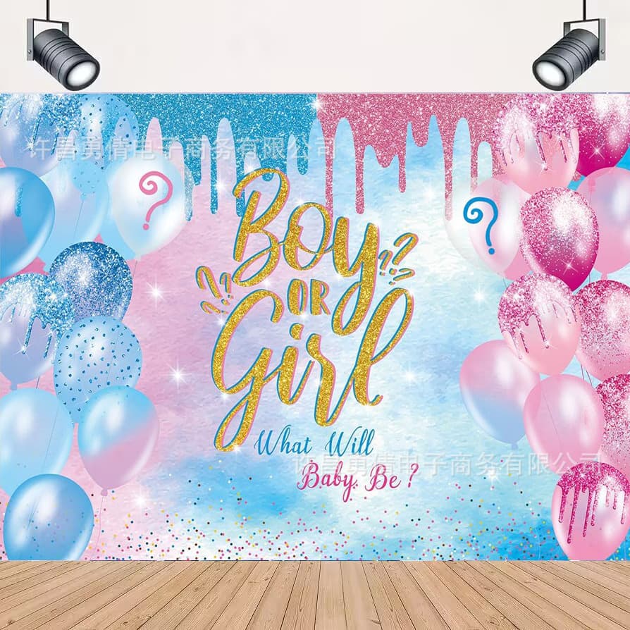 New Cross-Border Blue Pink Gradient Sequins Photography Backdrop for Newborn Gender Reveal Party Decoration Props