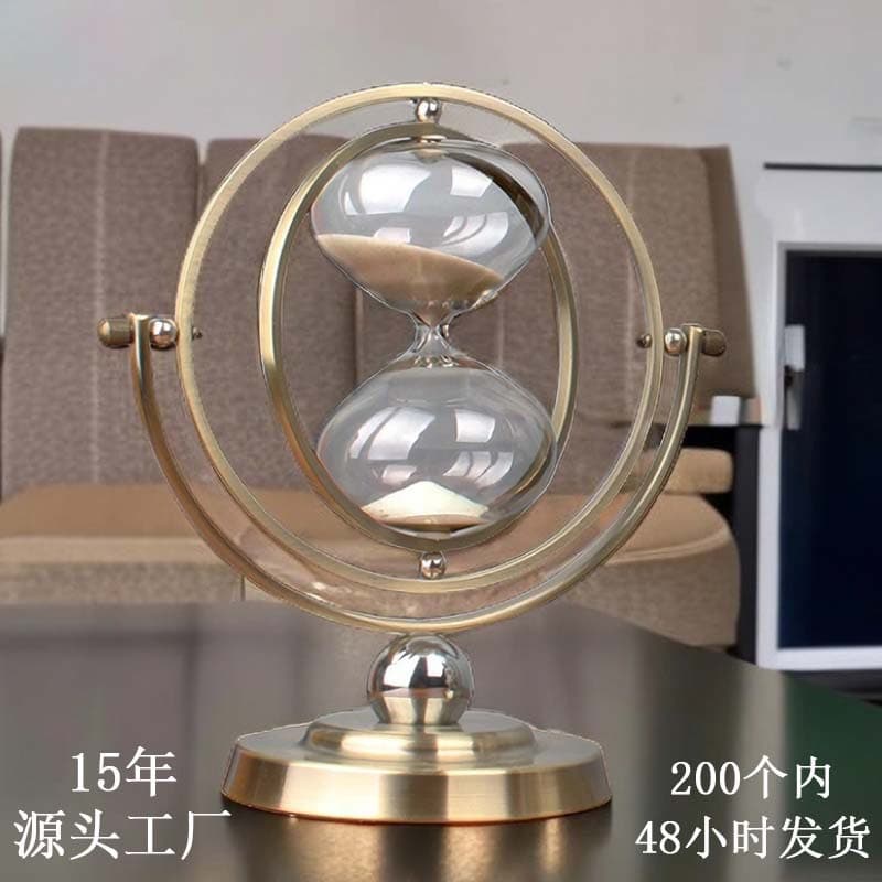 European Style Globe Sand Timer Clock Office Desktop Rotating Sand Ornament Gift Clock