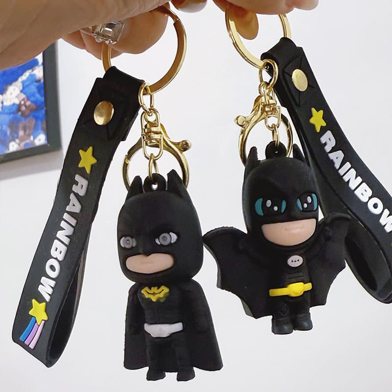 Marvel Spider-Man Keychain Silicone Pendant Doll School Bag Pendant Cartoon Batman Trendy Toy Keychain Wholesale