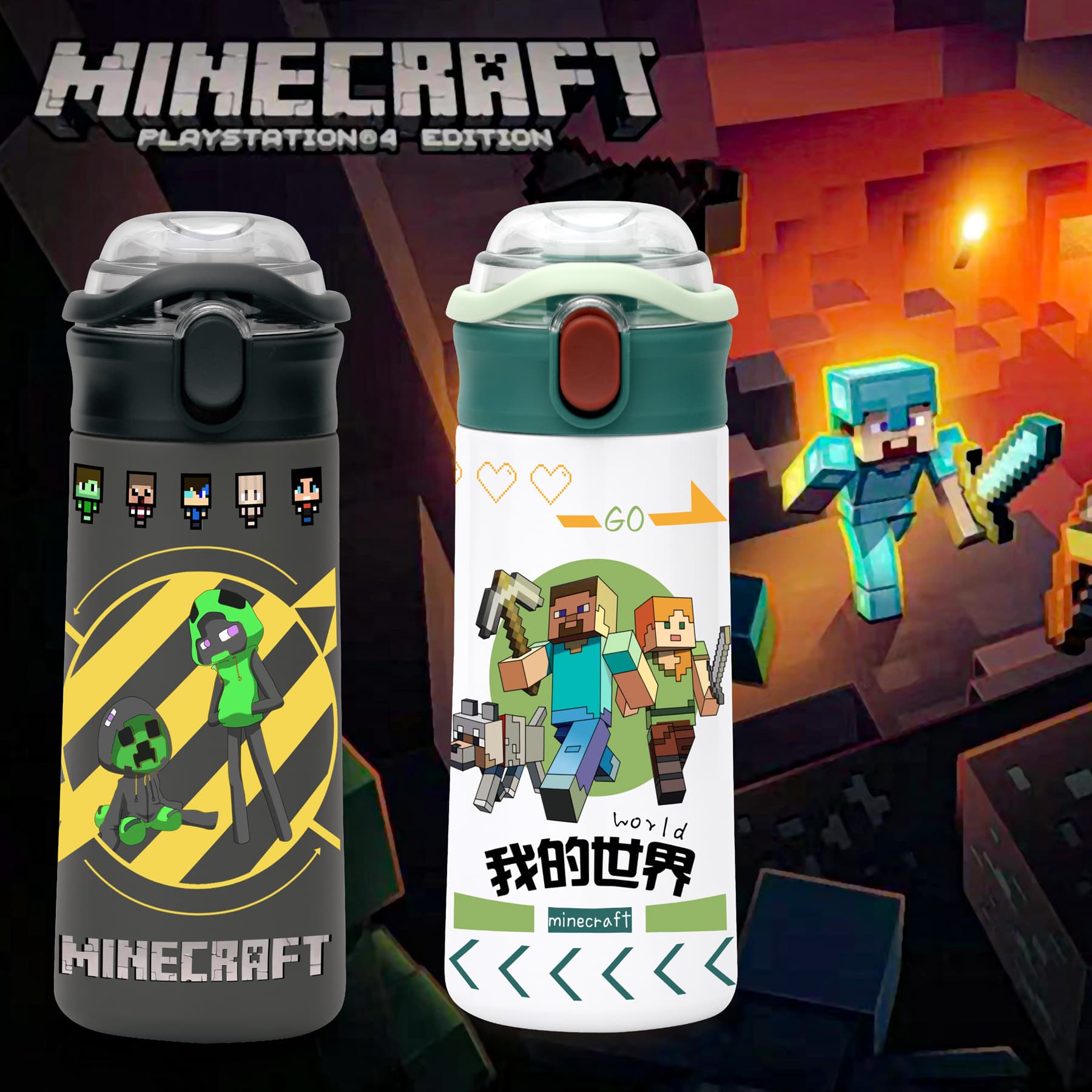 Gaming Peripheral Minecraft Stainless Steel Insulated Cup Anime Creeper Girl Minecraft Water Cup