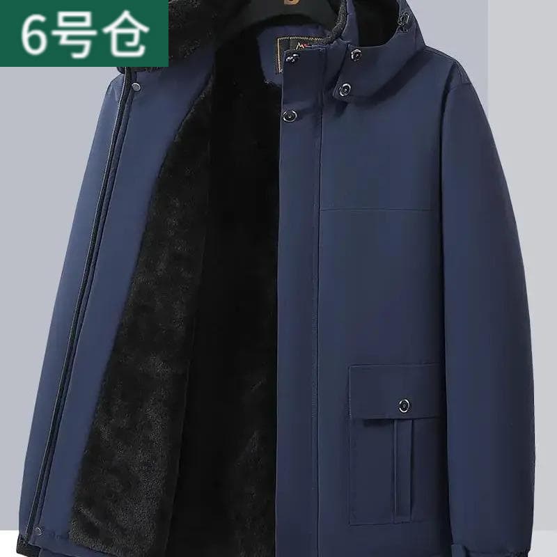 Winter Fleece-Lined Thickened Cotton Jacket for Men, Middle-Aged and Elderly Dad Plus-Size Cotton Coat, Extra Large Size Jacket