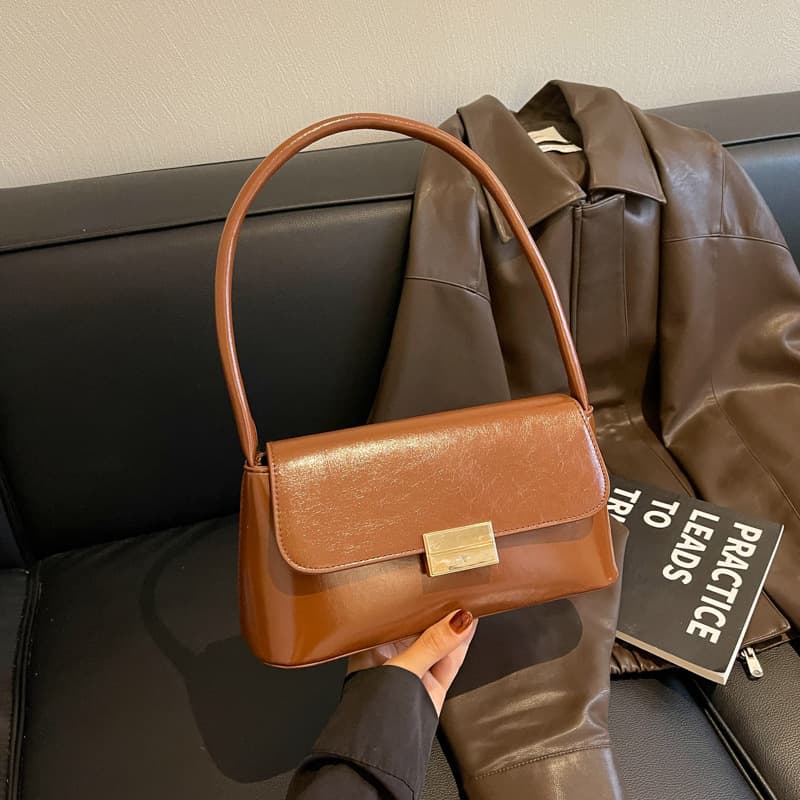 This year's popular fashion Korean version solid color simple texture 2026 new retro lock buckle one-shoulder cross-body small square bag