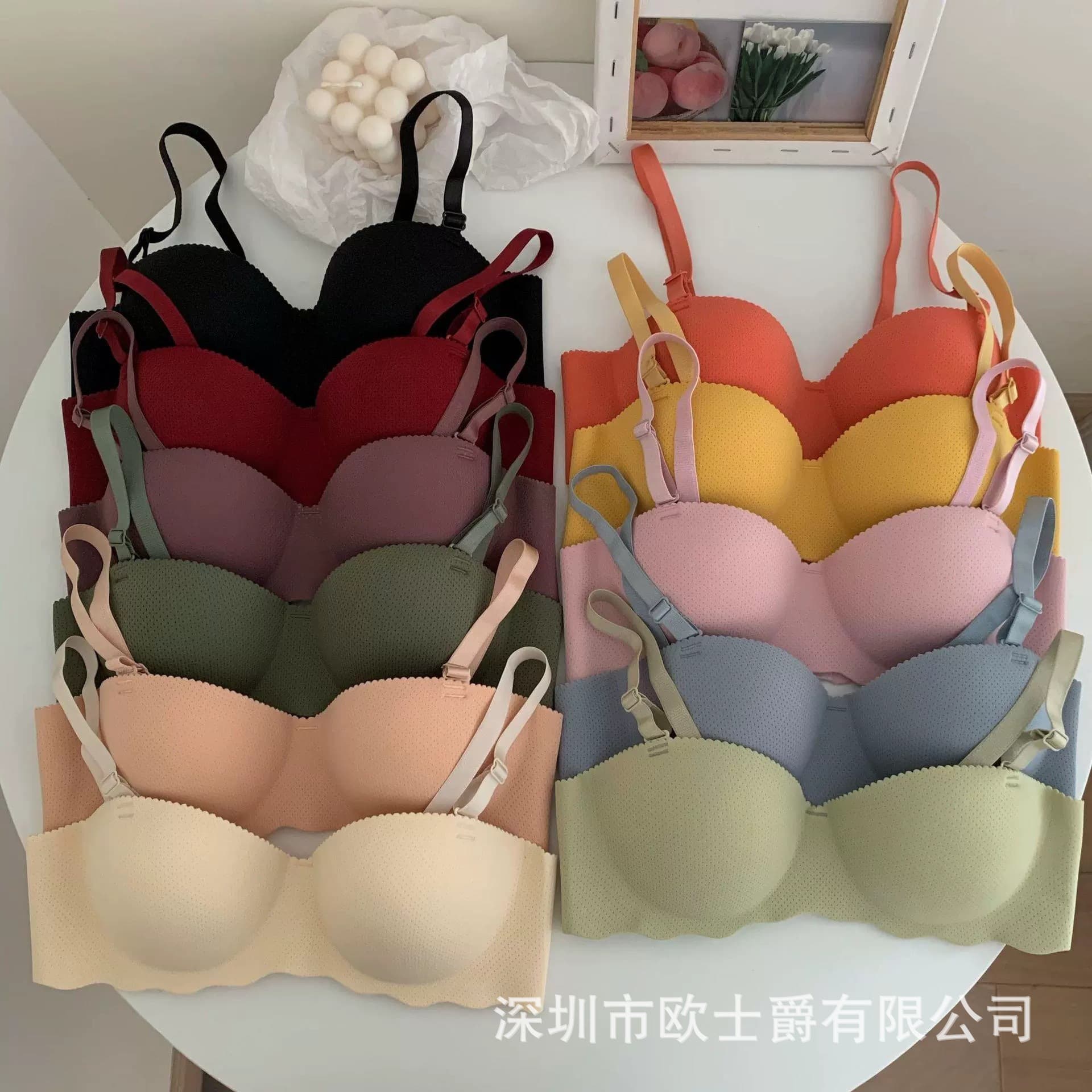 Factory Direct Cross-Border E-Commerce Southeast Asia Vietnam Thailand Women's Seamless Vest Comfortable Gathered Side Text Bra