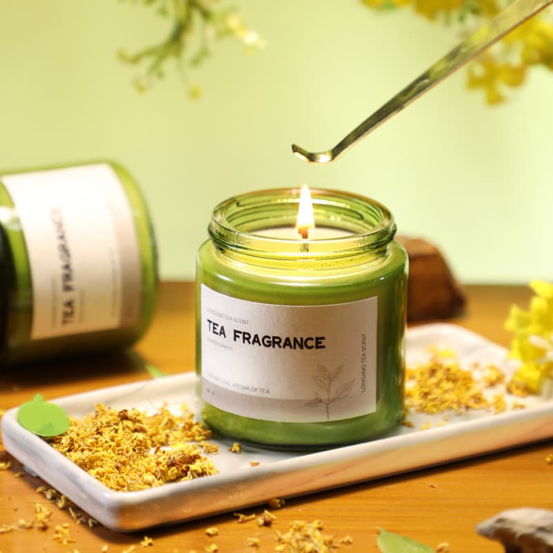 High-End Tea Aroma Essential Oil Candle Smokeless Long-Burning Home Use Vintage Ins Style Gift Wholesale Soy Wax Handmade Candle