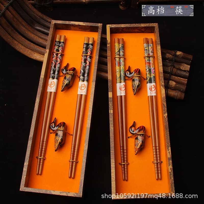 Bamboo Chopsticks Gift Box Set, Chinese Style Retro Gift, Cultural Creative, National Trend, Suitable for Gifting to Foreigners, Solid Wood Chinese Style