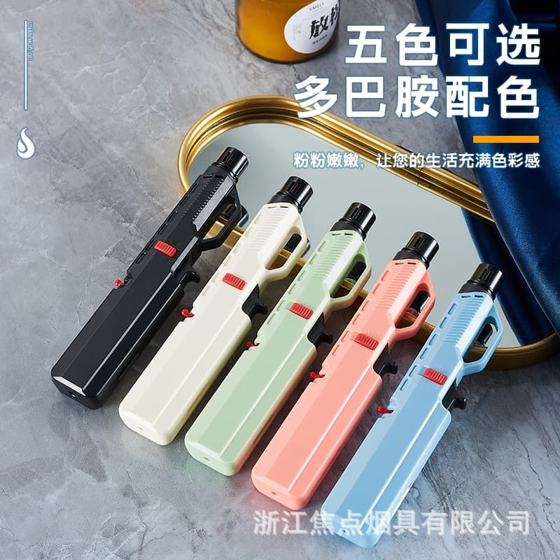 New decorative inverted direct-fire flame gun windproof inflatable cigar moxibustion small spray gun outdoor lighter