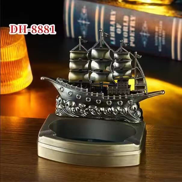 DH8881 Sailboat Shape Metal Ashtray with Refillable Gas Lighter Creative Lighter Wholesale Dinghao