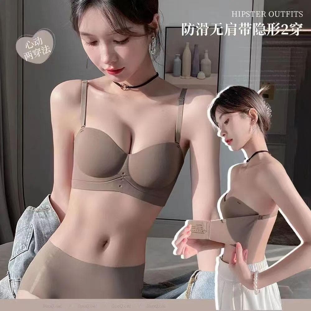 Cross-Border Half Cup Bra for Women, Push-Up Enhances Small Bust, Wire-Free Reduces Side Fat, Supermodel Anti-Gravity Seamless Enhancing Bra