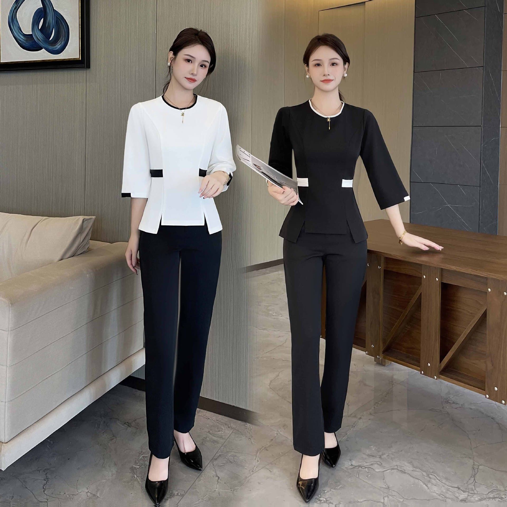 New Beautician Work Uniform Front Desk Hotel Beauty Salon Professional Set Foot Massage Therapist Workwear Reception
