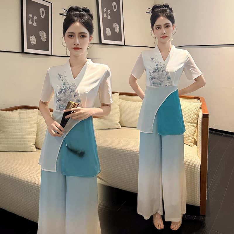 2025 spring and summer new Chinese style retro ear-picking technician female foot bath technician work clothes Chinese style foot massage SPA work clothes