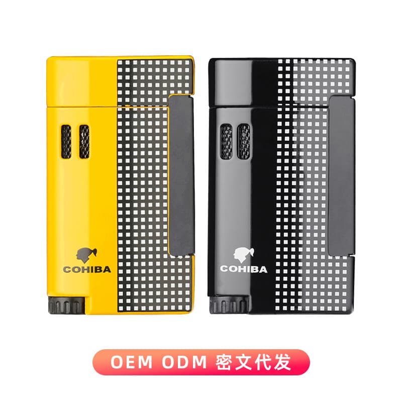 COHIBA cigar lighter wholesale windproof inflatable lighter with cigar hole punch personality gift for men