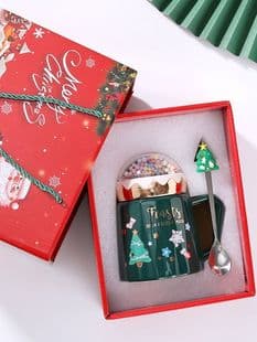 Christmas Gift Children's Mug with Lid and Spoon Ceramic Cup Large Capacity Water Cup Couple Gift Set Boxed