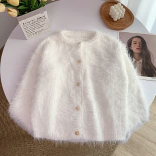 Faux Mink Fur Cardigan Sweater for Women, New Autumn/Winter High-End Fluffy Top, Thickened Loose Casual Knit Coat
