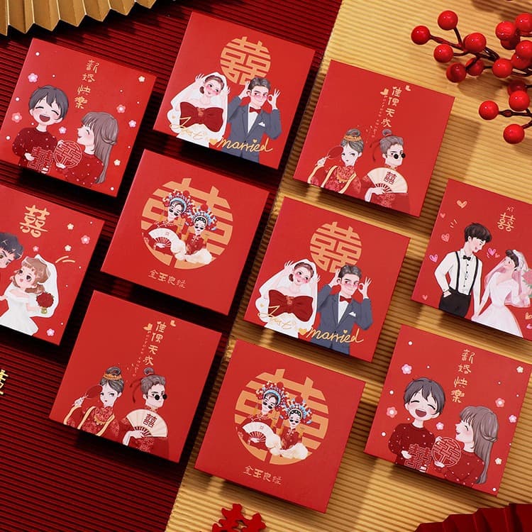 Wedding Red Envelopes for Gate Crashing, Creative Chinese-style Cartoon "Lai See" Packets for Wedding Celebrations