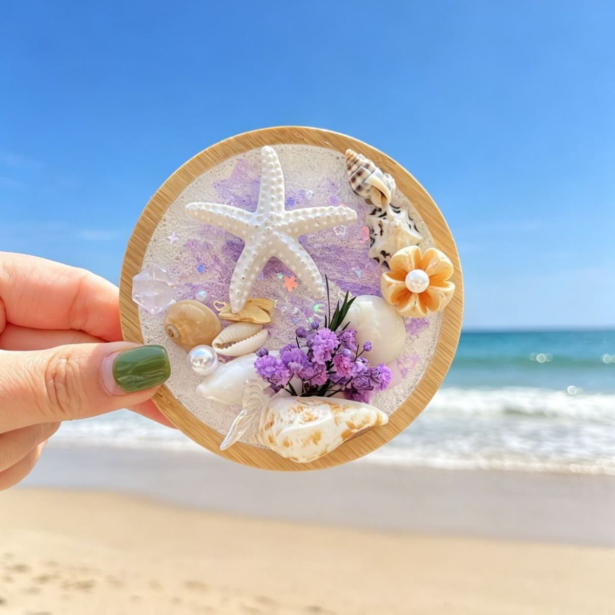 Shell refrigerator magnet texture painting shell crafts seaside souvenir rotating starfish seaside cultural and creative souvenirs