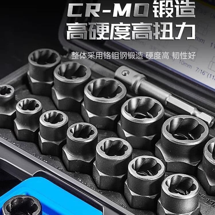 14-Piece Damaged Nut Extractor Set, Stripped Bolt Remover Socket Set, BBA Anti-Theft Screw Extractor, Rogue Ratchet Socket