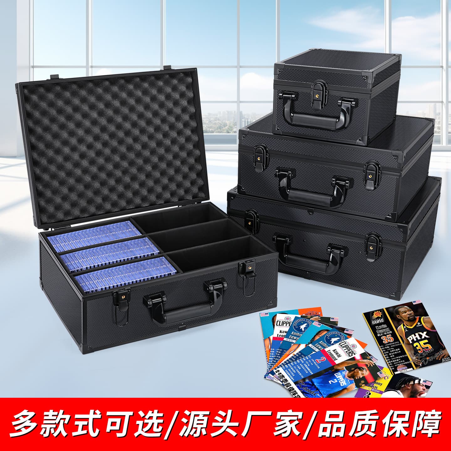 Aluminum Alloy Card Storage Box, Graded Card Brick Case, Large Capacity Organizer Toolbox for Trading Cards, Yu-Gi-Oh!, Sports Cards