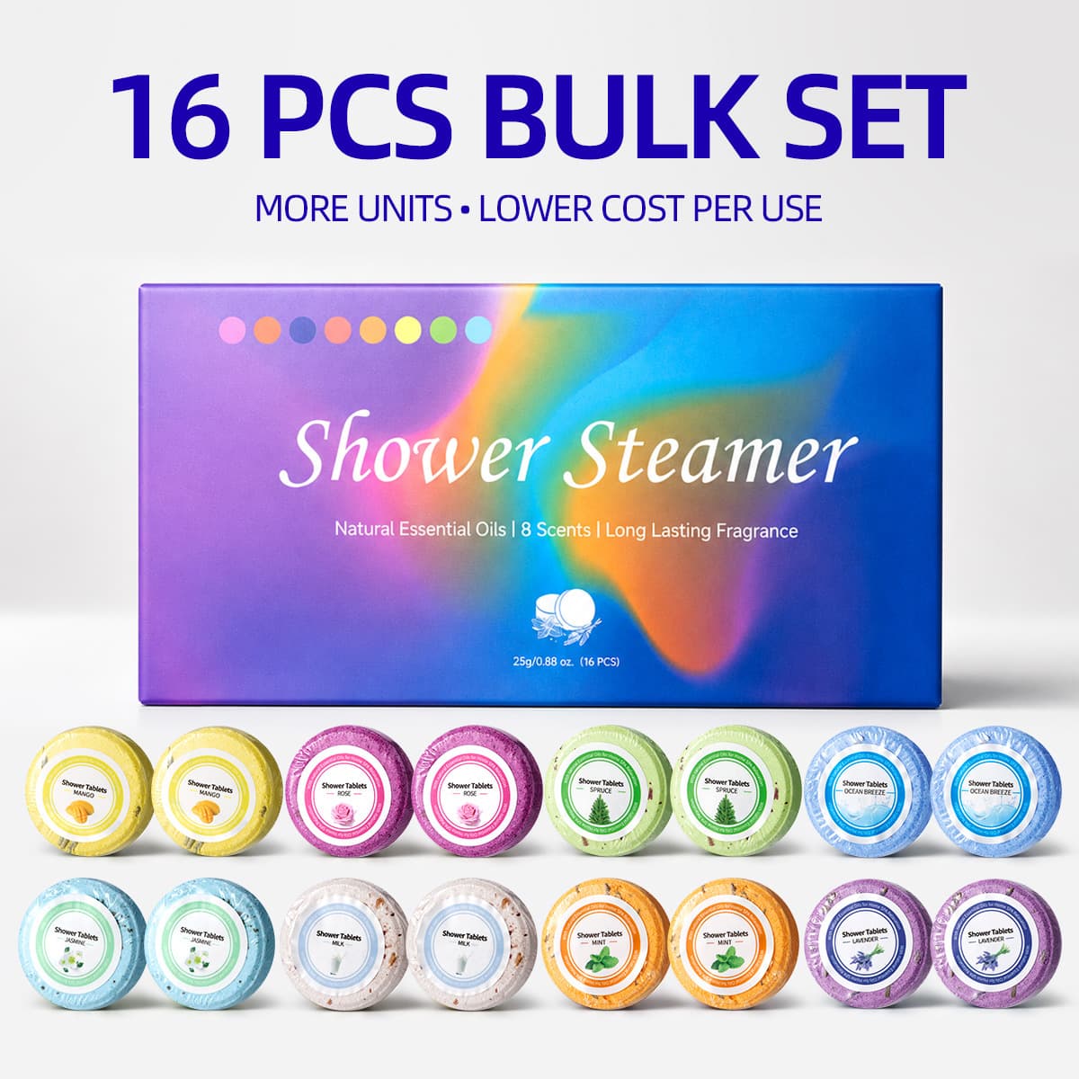Cross-Border In Stock 25g*16 Aromatherapy Shower Tablets Essential Oil Steam Bath Tablets Bath Products Floral Bath Salt Tablets Manufacturer