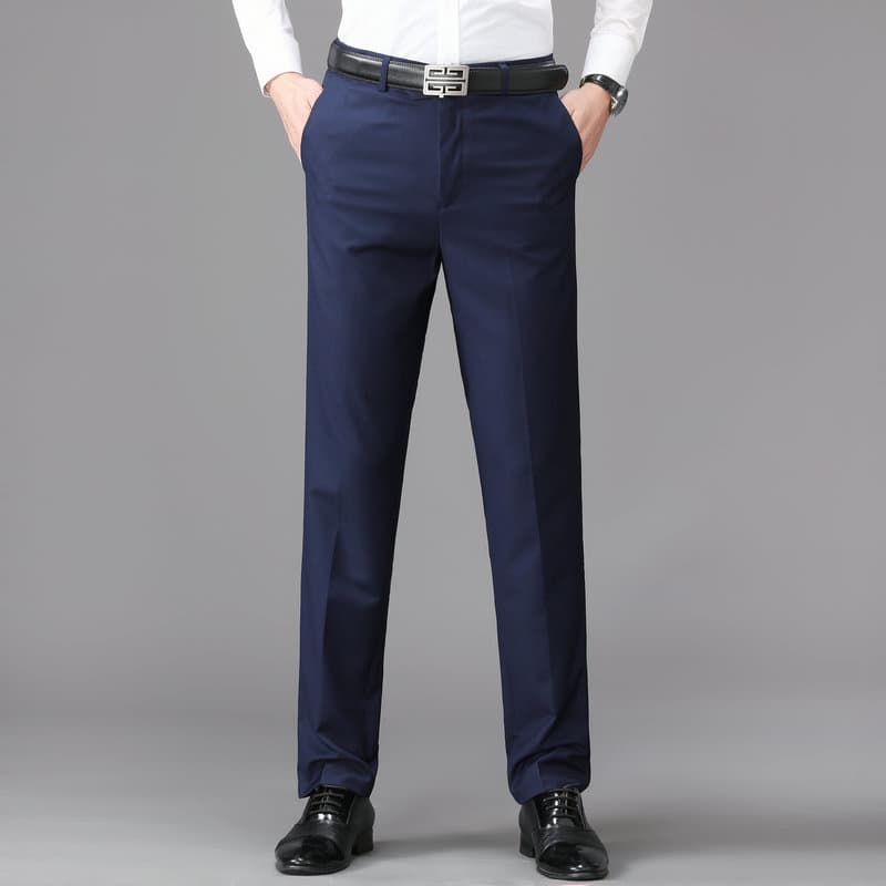 New Spring Summer Men's Dress Pants Micro-Stretch Korean Slim Fit Fashion Straight Leg Trousers Shaped Men's Pants Casual Dress Pants Men Wholesale