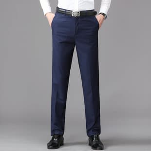 New Spring Summer Men's Dress Pants Micro-Elastic Korean Slim Fit Fashion Straight Leg Pants Shaped Men's Pants Casual Dress Pants Men Wholesale