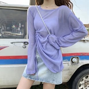 Factory Direct New Summer Women's Thin Long-Sleeve Sun Protection Shirt Loose Cover-Up Drawstring Top Air Conditioning Jacket