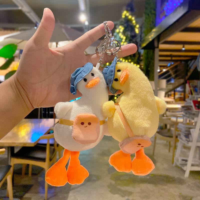 Plush Cute Tilted-Head Duck Keychain Couple Doll Plushie Bag Pendant Doll Ins Decoration Keychain