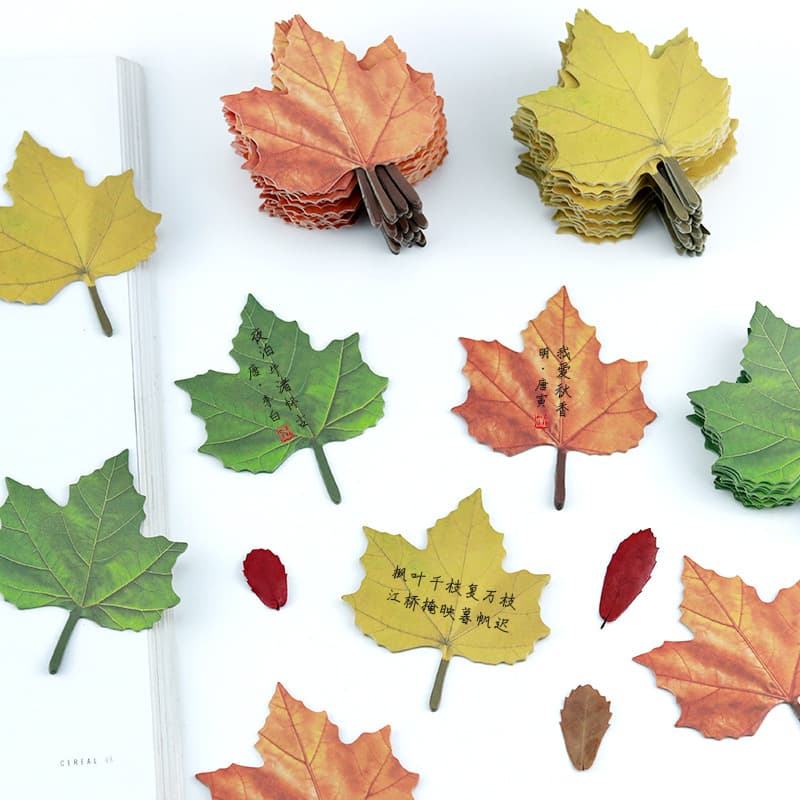 Maple Leaf Decorative Stickers, Message Notes for Wish Walls, Background Material Stickers, Realistic Leaf Wish Sticky Notes