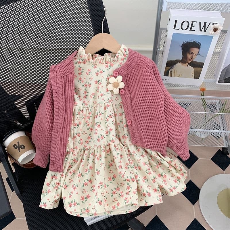 Girls Autumn Dress Kids Set 2026 New Stylish Baby Princess Dress Toddler Birthday Gown Fall