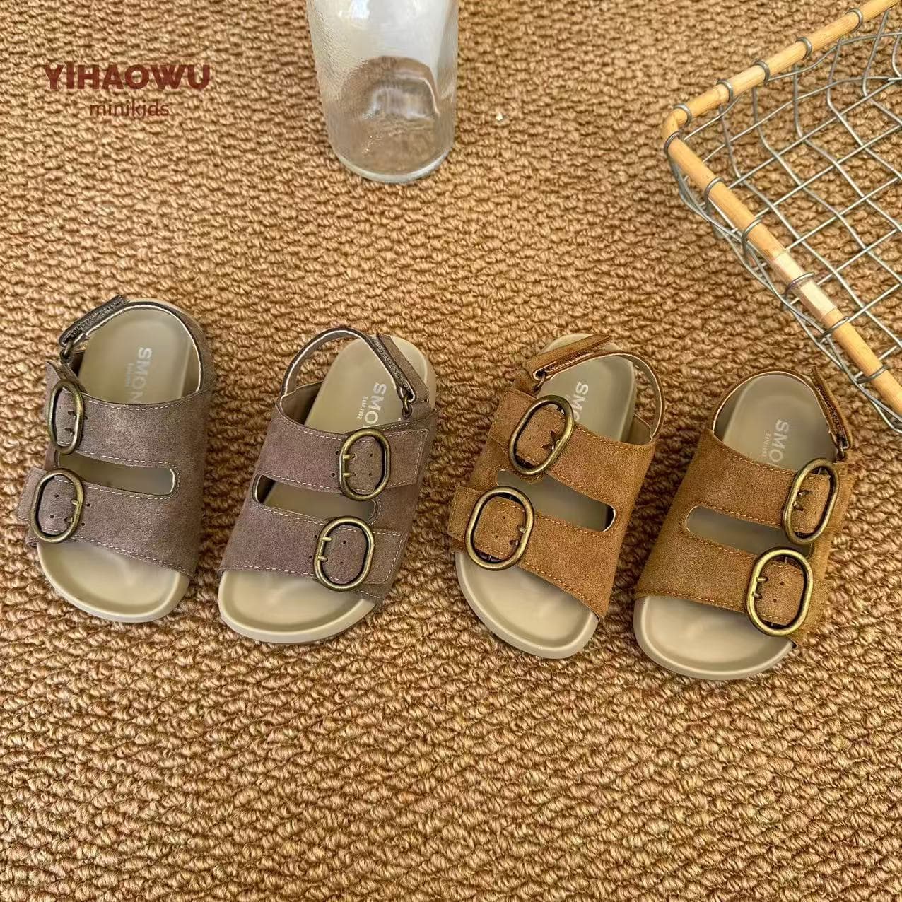 Children's Summer Sandals 2026 Soft Sole Non-Slip Boys Girls Double Buckle Beach Sandals for Middle and Older Kids Outdoor Wear