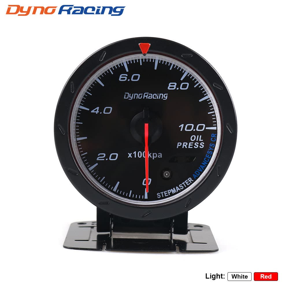 Automotive Modification 60mm Oil Pressure Gauge with Bracket Red/White Light Racing Gauge for 12V Cars