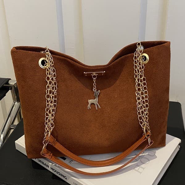Retro commuter texture chain shoulder bag for women 2024 winter new fashion style ins armpit bag tote bag for women