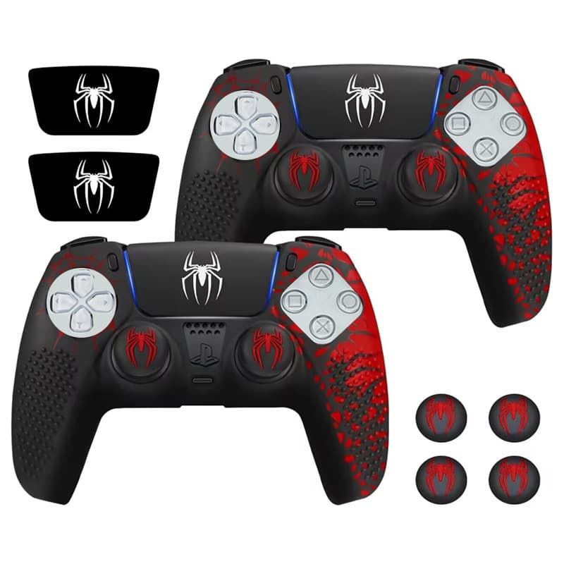 Spiderman Silicone Protective Case for PS5 Game Controller Keycap and Sticker Game Handle Durable Soft TPU Cover for Gaming