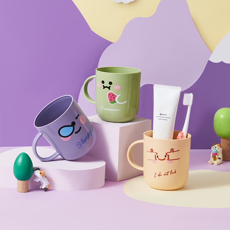 Cute Expression Cup Kids Rinse Cup Plastic Cartoon Washing Cup Gift Children's Water Cup Toothbrush Cup Wholesale