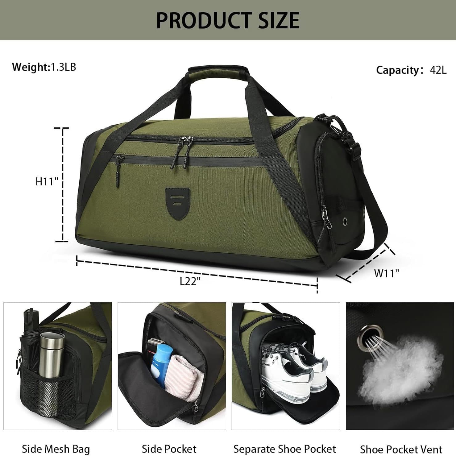 Gym Duffle Bags For Men & Women, Compartment & Wet Pocket
