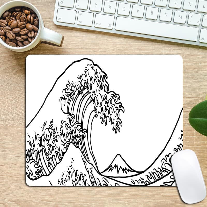 Japanese Ukiyo-e Wave Mouse Pad Small Wrist Rest Desk Mat Keyboard Computer Pad