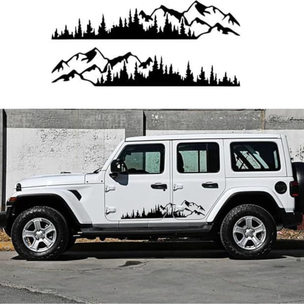 1 Pair Mountain Tree Forest Car Sticker Decorative Door Vinyl