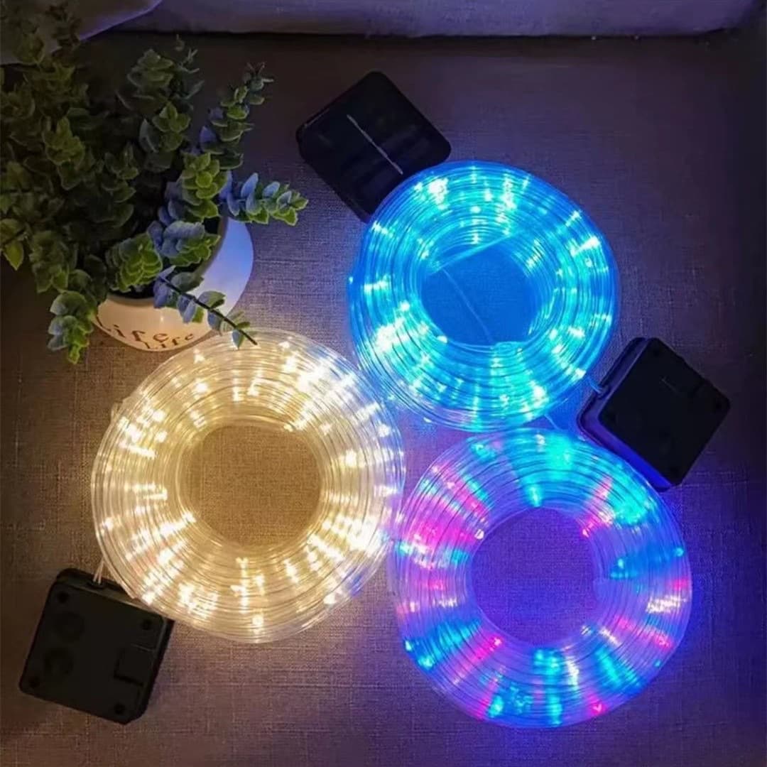 Tube Lights Outdoor LED Strip Solar Colorful Hose String Lights, Battery/USB Rainbow Tube Atmosphere Lights