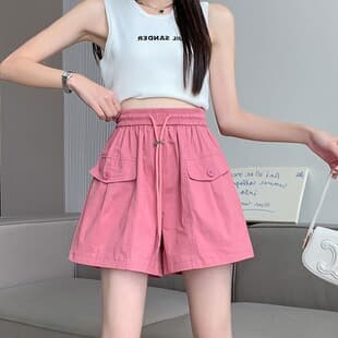 Shorts Women Summer New 2026 Korean Sports Wide-Leg Pants Versatile Japanese Workwear A-Line Casual Loose Pants